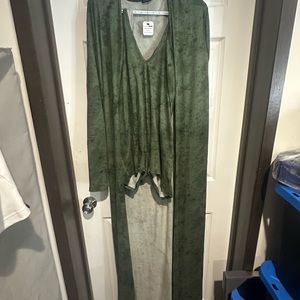 Fashion Nova Olive Green cardigan romper set